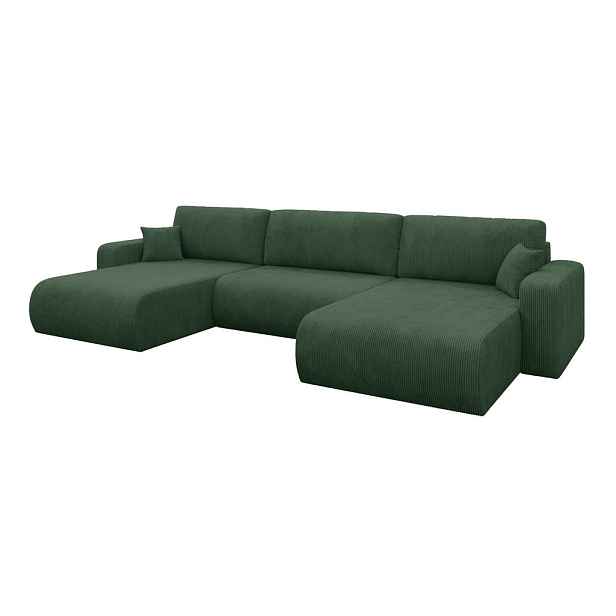 ALTDECOR SEDACÍ SOUPRAVA DO U s funkcí spaní a úložným prostorem BERY-U 377x193x88 zelená manšestr