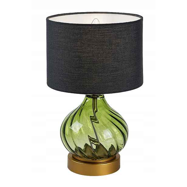 Dekorativní zelená skleněná stolní lampa s černým stínidlem do obývacího pokoje Rabalux