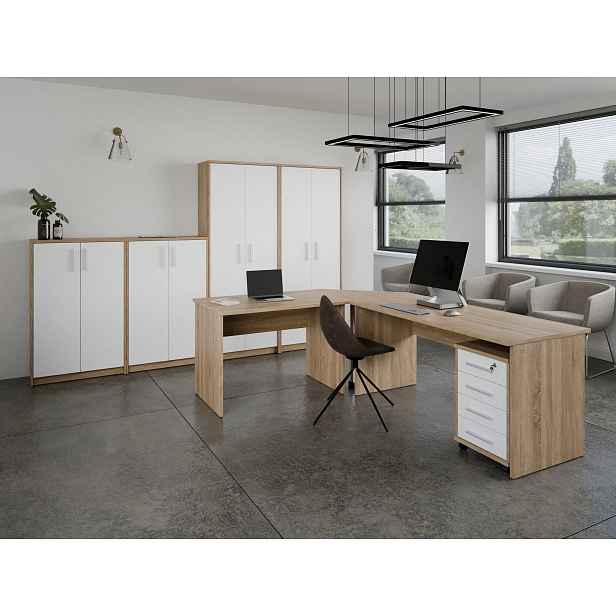 Kancelářská sestava NEJBY GIANNI 21, dub sonoma/bílá