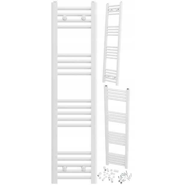 Koupelnový Radiátor Bílý Žebříkový 30x120 cm Montáž 180° Radiátor Breno