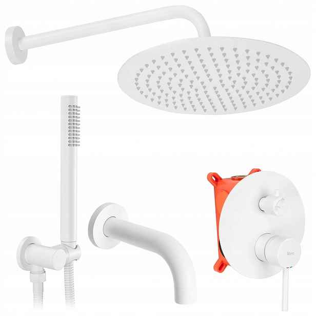 Koupelnový set Lungo Bílý s výtokem a moderním designem
