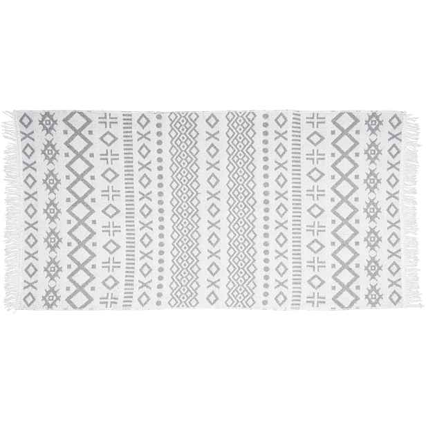 Kusový oboustranný vzorovaný koberec KILIM BOHO - bílá 60x120 cm