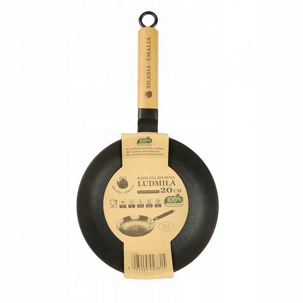 Litinová Pánev Ludmiła 20 CM Wok, Dřevěná Rukojeť, Indukce A Plyn