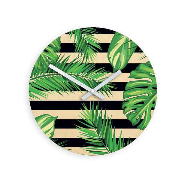 ModernClock Nástěnné hodiny Tropical černo-zelené