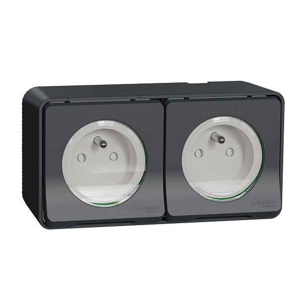 Mureva Styl IP55 Zásuvka 2P+PE dvojitá antracit MUR36028