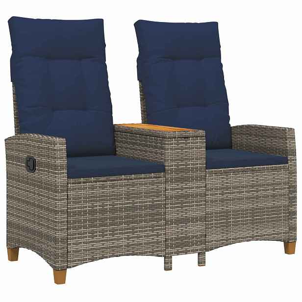 vidaXL Skládací lavice se stolem 2 -Seater 126 x 65 x 112 cm polyratan