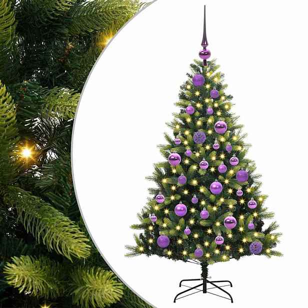 vidaXL Umělý zavěšený vánoční stromeček 150 LED Zelená 120 cm PVC a PE