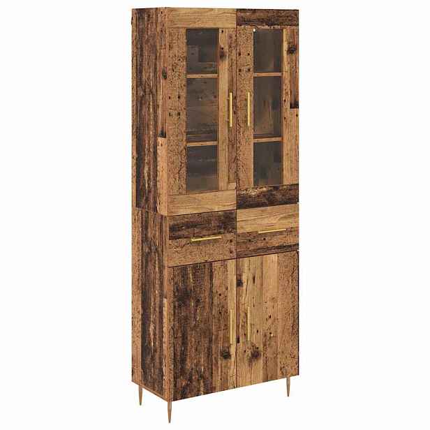 vidaXL Vysoký bufet 2 ks Staré dřevo 69,5 x 34 x 180 cm