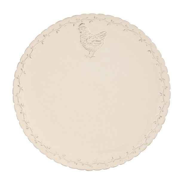 Béžový keramický jídelní talíř s dekorem slepičky Chicken Rustic - Ø 26cm Clayre & Eef