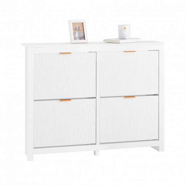 SoBuy BOTNÍK se 4 dveřmi Bílá 104x23x82cm Moderní