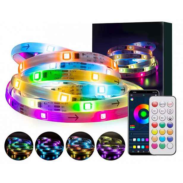 Led Pásek 5M Neon 5050 Rgbic Bluetooth Aplikace Dálkový Ovladač Duha Set 60LED/M