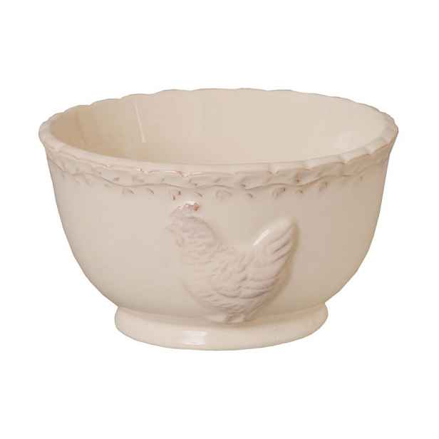 Béžová keramická miska s dekorem slepičky Chicken Rustic - Ø 13 * 8 cm Clayre & Eef