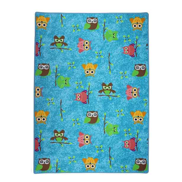 Dětský kusový koberec Sovička Silk 5298 tyrkys, 95x200, modrá, dětský pokoj, Vopi