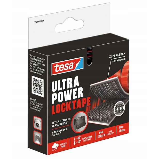 Tesa Páska na suchý zip silný suchý zip samolepicí průmyslová černá 1 m x 25 mm