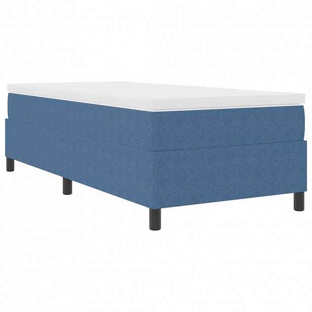 vidaXL Postel s boxspringem Modrá a bílá 90 x 190 cm Žebrovaná látka