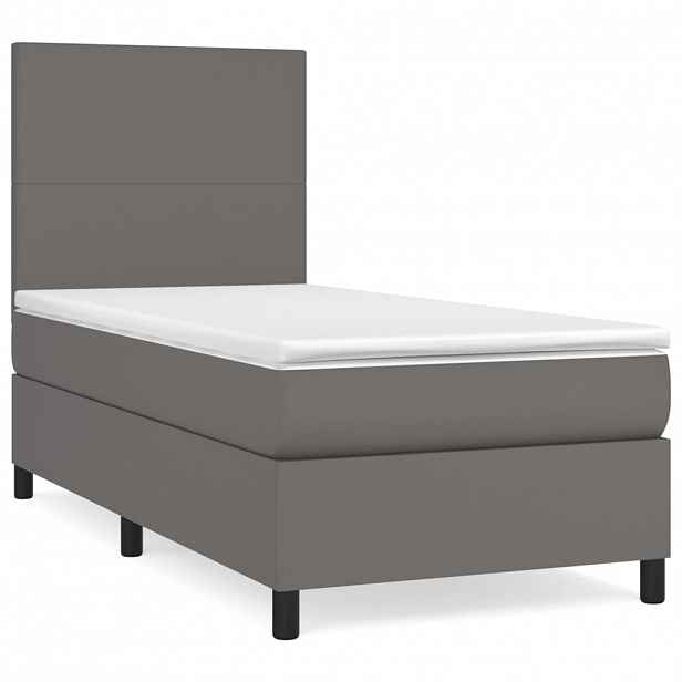 vidaXL Box spring postel s matrací šedá 90x190 cm umělá kůže