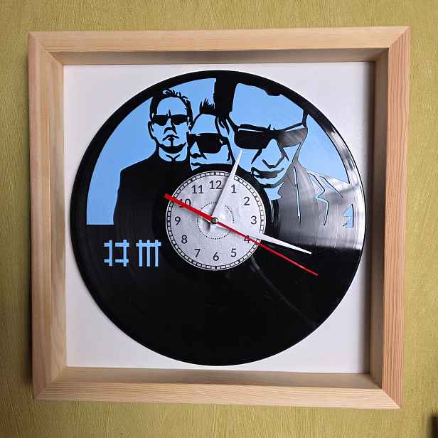 Depeche Mode Nástěnné Hodiny Vinylová Deska Barevné Pozadí V Dřevěném Rámečku