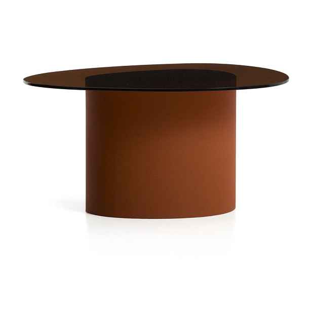 Hnědý konferenční stolek se skleněnou deskou 74x81,5 cm Olir – Kave Home