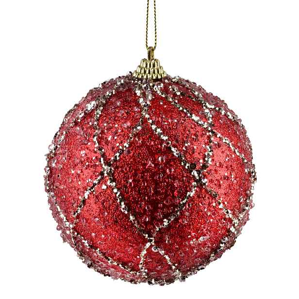 Mondex Vánoční baňka SANTA LILA Cobweb 10 cm červená