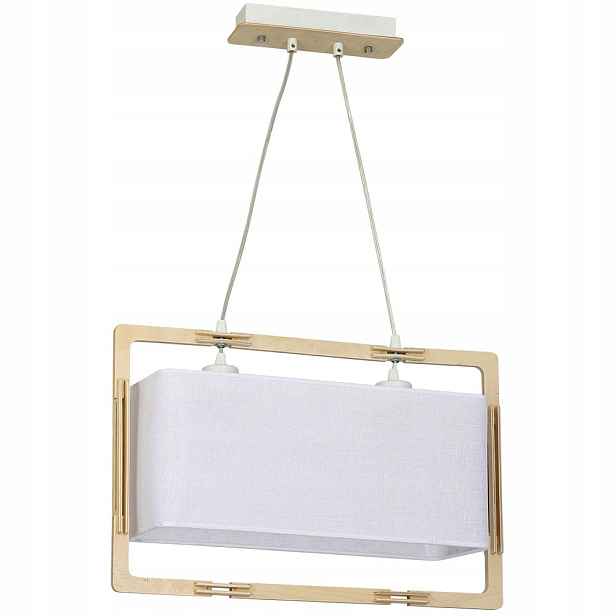 Závěsná dřevěná bílá hnědá lampa do obývacího pokoje v ložnici s stínítkem Aldex