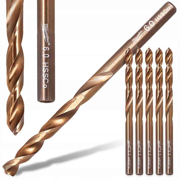 5x Vrtáky do kovu 6 mm Milwaukee Kobaltové Hss-g Nerezové oceli Vrták R6