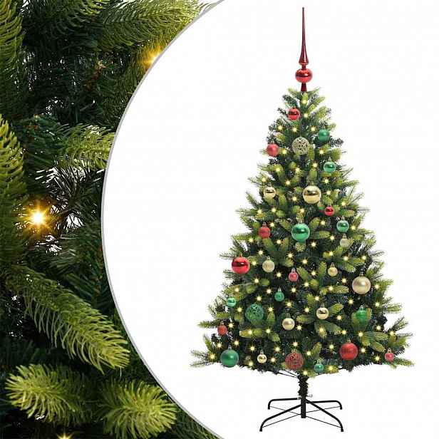 vidaXL Umělý zavěšený vánoční stromeček 150 LED Zelená 120 cm PVC a PE