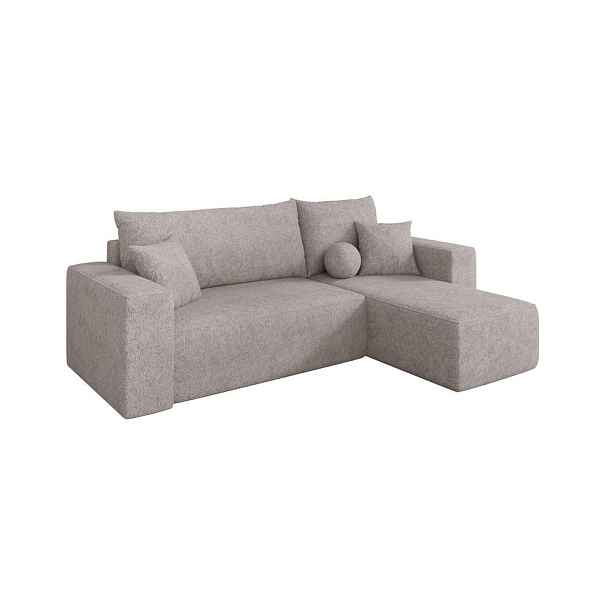 ALTDECOR ROHOVÁ SEDAČKA s funkcí spaní, otoman vpravo SENO-L 249x139x85 světle šedá velur