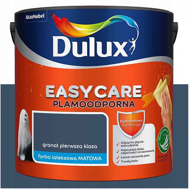 Barva na stěny odolná vůči skvrnám Dulux Easycare Granátová, první třída 2,5L