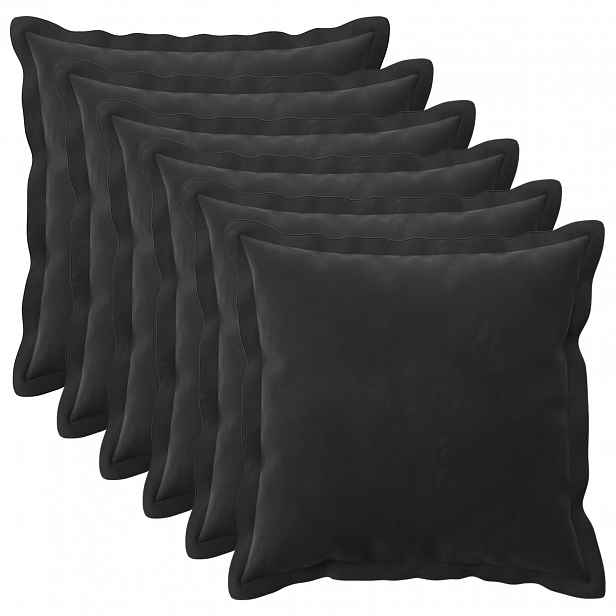 vidaXL Povlak na polštář 6 pcs HOUTEN Černá 45 x 45 cm Samet