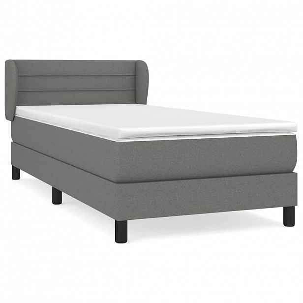 vidaXL Box spring postel s matrací tmavě šedá 90x190 cm textil