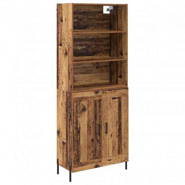 vidaXL Vysoký bufet Staré dřevo 69,5 x 32,5 x 180 cm Kompozitní dřevo
