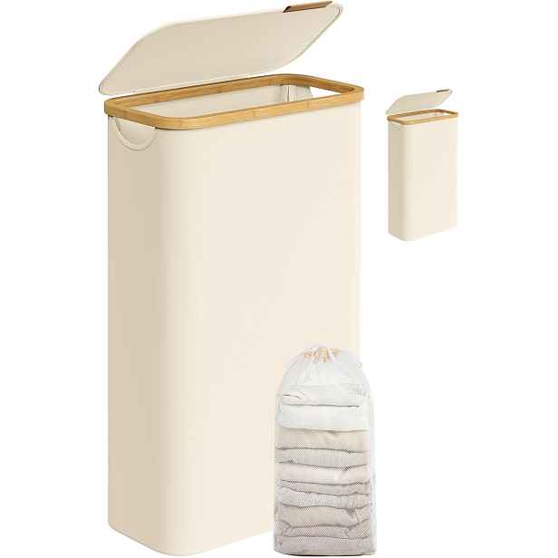 Koš na prádlo Songmics Slim s víkem 65L, tkanina Oxford, úzký, skládací