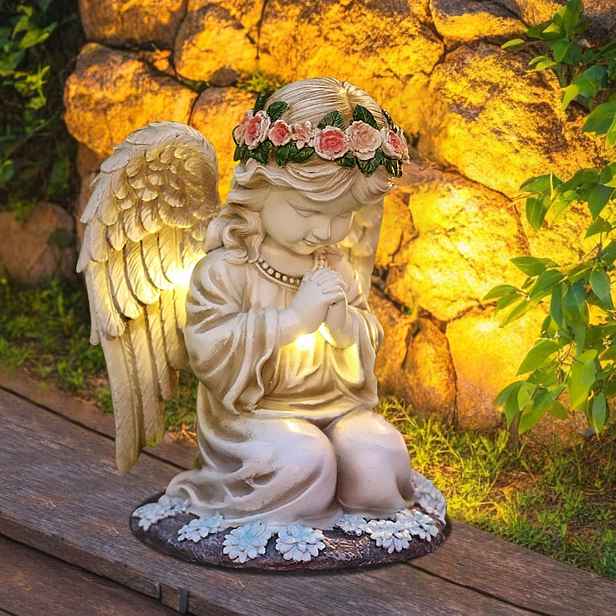 Led Zahradní Figurka Solárního Anděla Pro Dekoraci Hrobu Terasy A Zahrady