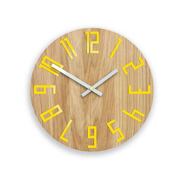 ModernClock Nástěnné hodiny Wood hnědo-žluté