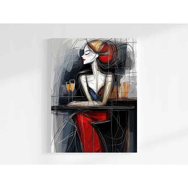 Plakát Portrét Žena Šampaňské Setkání Art Deco 75x100
