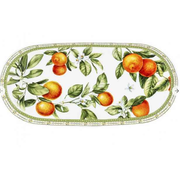 Podnos porcelánová obdélníková miska oranžová organes letní 33x16,5 cm