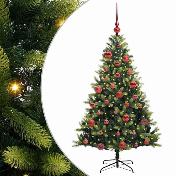 vidaXL Umělý zavěšený vánoční stromeček 150 LED Zelená 150 cm PVC a PE