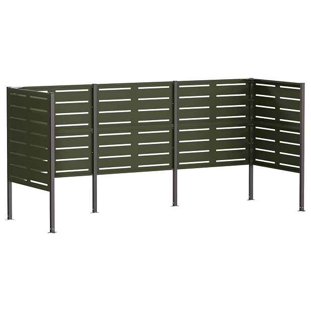 vidaXL Zástěna na popelnice 249 x 85 x 113 cm Ocel Olivově zelená