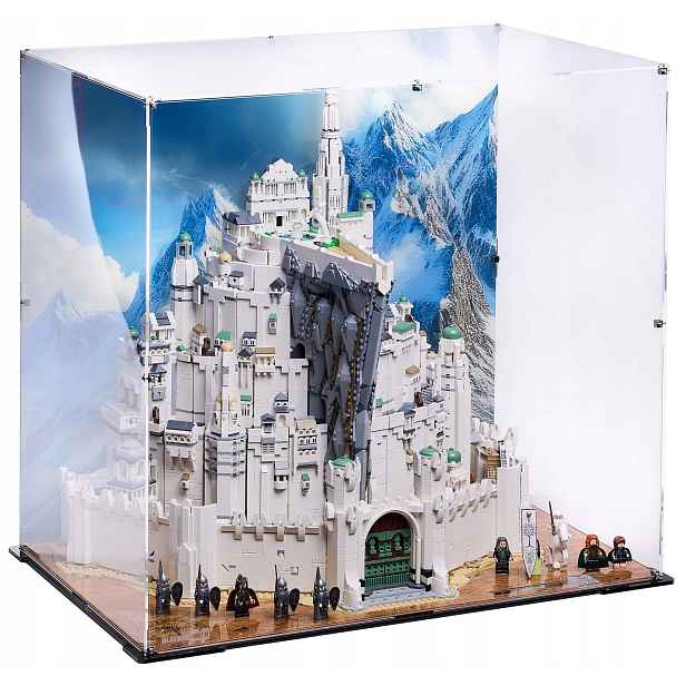Vitrína s pozadím Blacked Brick pro Lego 11377 Pán prstenů: Minas Tirith