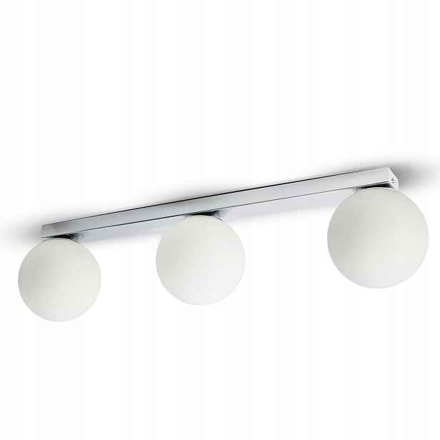 Závěsné Stropní Svítidlo Lustr Full Globe Glass 560-B3 G9 Bílé koule Chrom