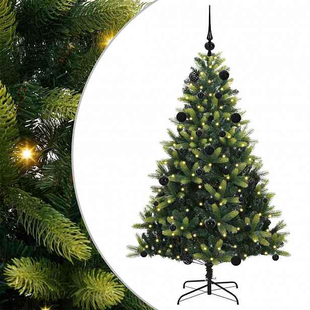 vidaXL Umělý zavěšený vánoční stromeček 150 LED Zelená 150 cm PVC a PE