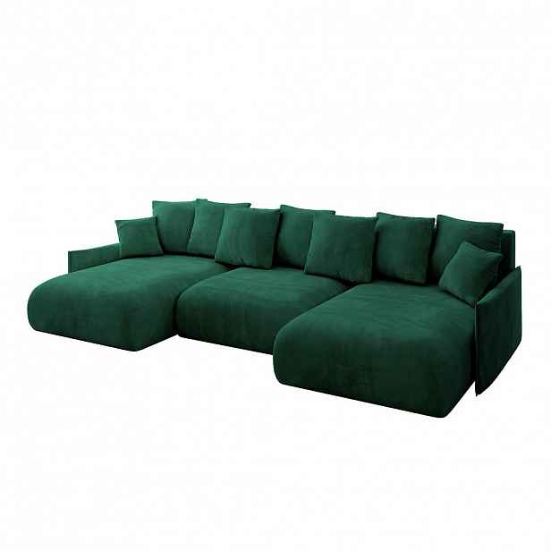 ALTDECOR SEDACÍ SOUPRAVA s funkcí lůžka a úložným prostorem pod postelí ONESK-U-v1 317x177x72 tmavě zelená velur
