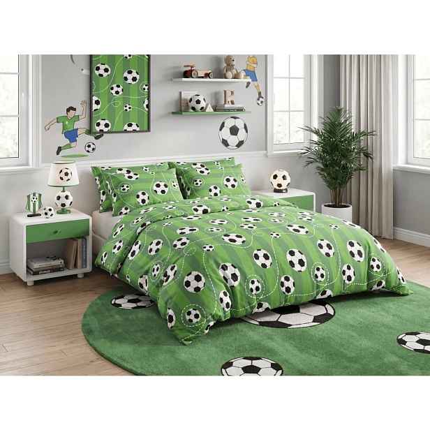 Bavlněné povlečení FOOTBALL TIME zelené Rozměr povlečení: 70 x 90 cm | 140 x 200 cm