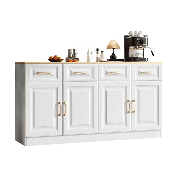 EVRYAE SIDEBOARD 140 cm se 4 zásuvkami, 4 dvířky a nastavitelnými policemi
