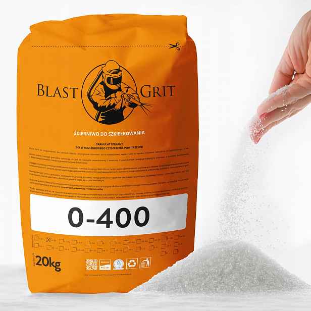 Skleněný granulát pro myčky 0-400µm abrazivní materiál pro sadu 20 kg Pzh