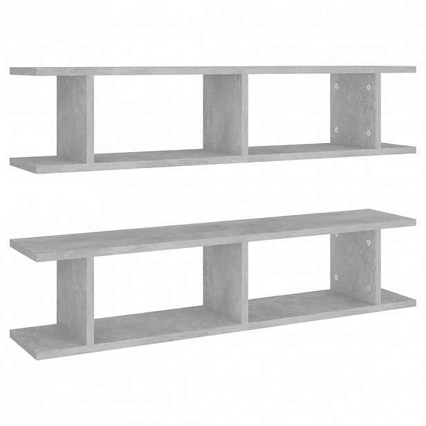 vidaXL Nástěnné police 2 ks betonově šedé 90 x 18 x 20 cm dřevotříska