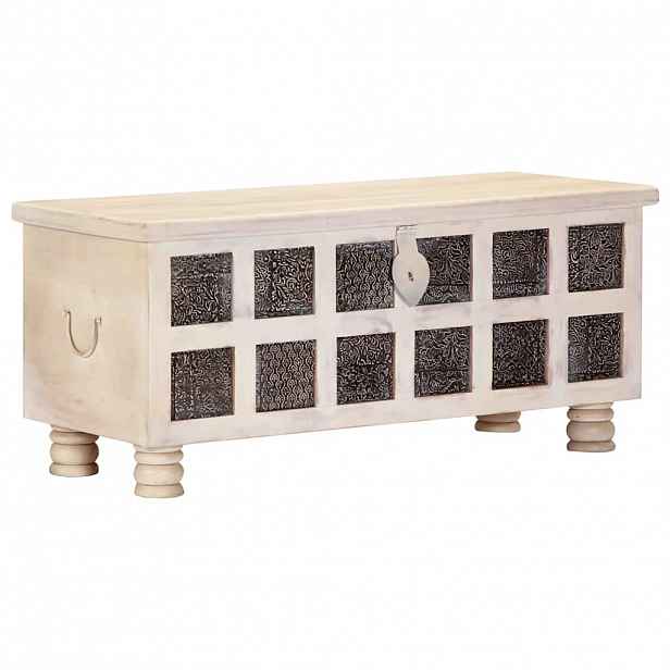 vidaXL Úložný box bílý 110 x 40 x 45 cm masivní akáciové dřevo