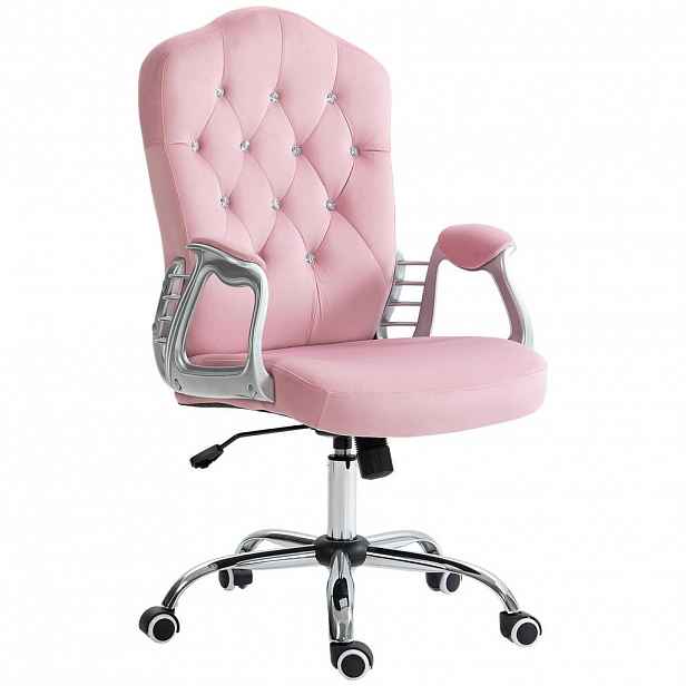 Vinsetto KANCELÁŘSKÁ ŽIDLE Ergonomická kancelářská židle s houpací funkcí pro domácí kancelář, růžová