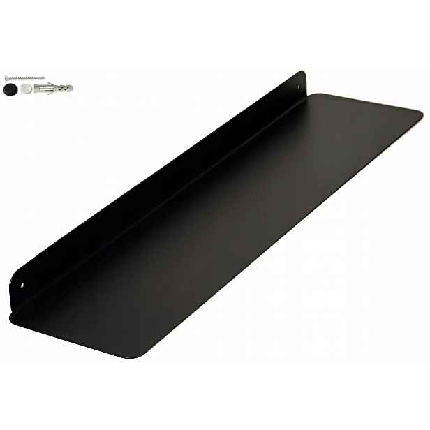 Závěsná police 80x20x5 cm v moderním Loftovém stylu, kovová, černá