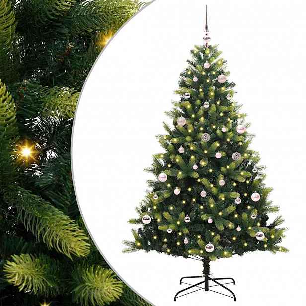 vidaXL Umělý zavěšený vánoční stromeček 150 LED Zelená 150 cm PVC a PE